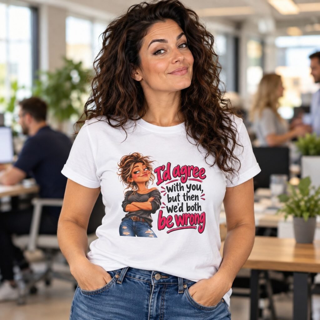 Woman wearing the I'd Agree With You But Then We'd Both Be Wrong T-Shirt – for Her