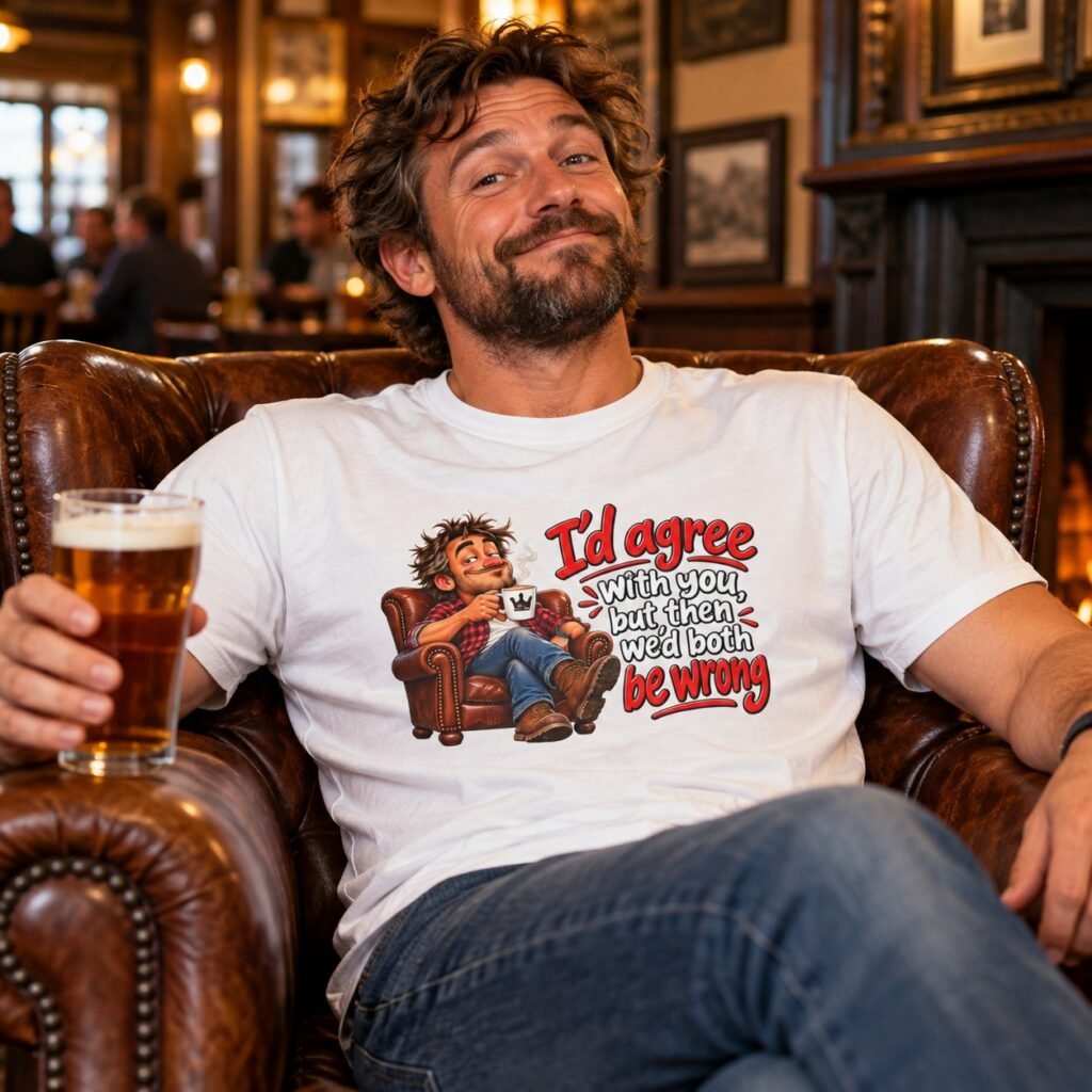 Man wearing the I'd Agree With You But Then We'd Both Be Wrong T-Shirt – for Him