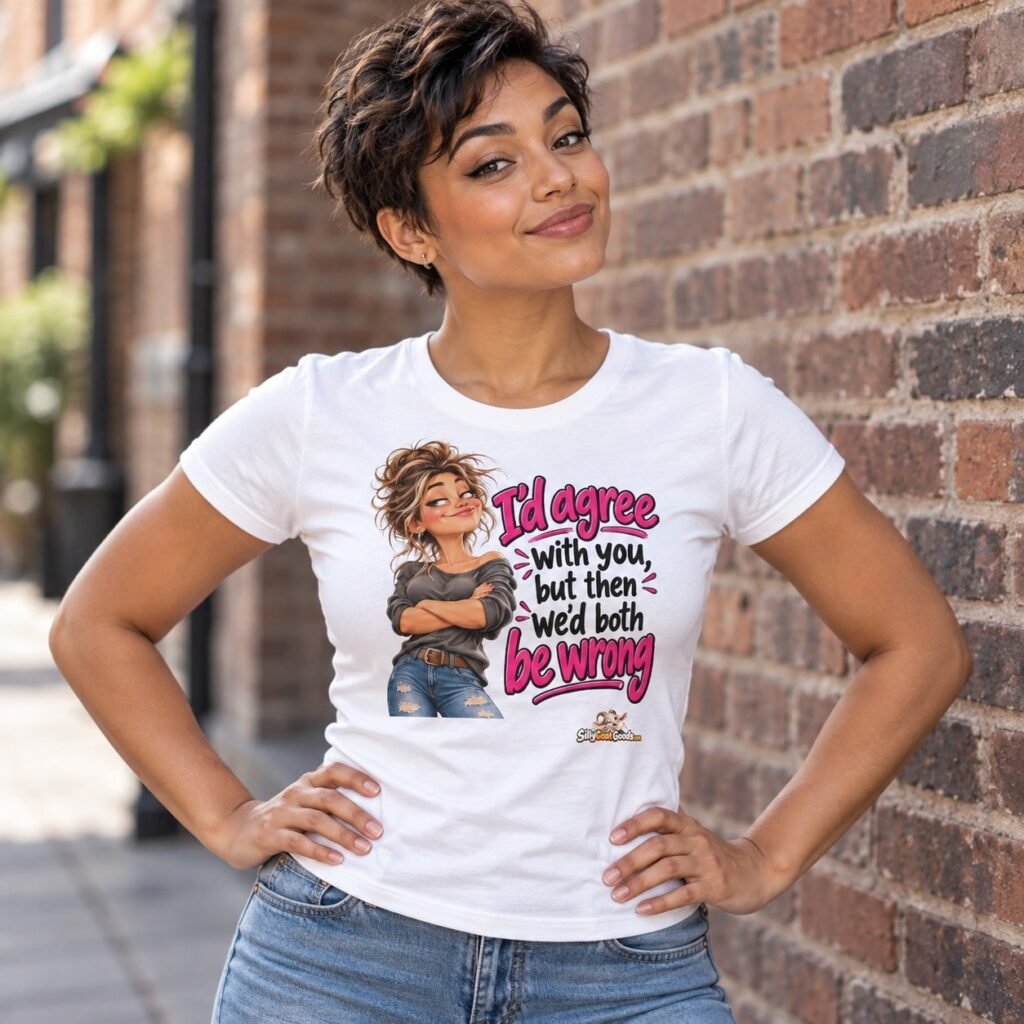 Woman wearing the I'd Agree With You But Then We'd Both Be Wrong Womens T-Shirt