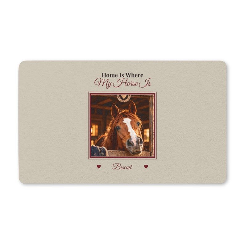 Personalised Horse Photo Doormat – Home Is Where My Horse Is