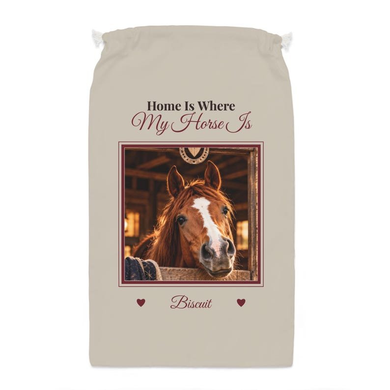 Personalised Horse Photo Santa Sack – Home Is Where My Horse Is