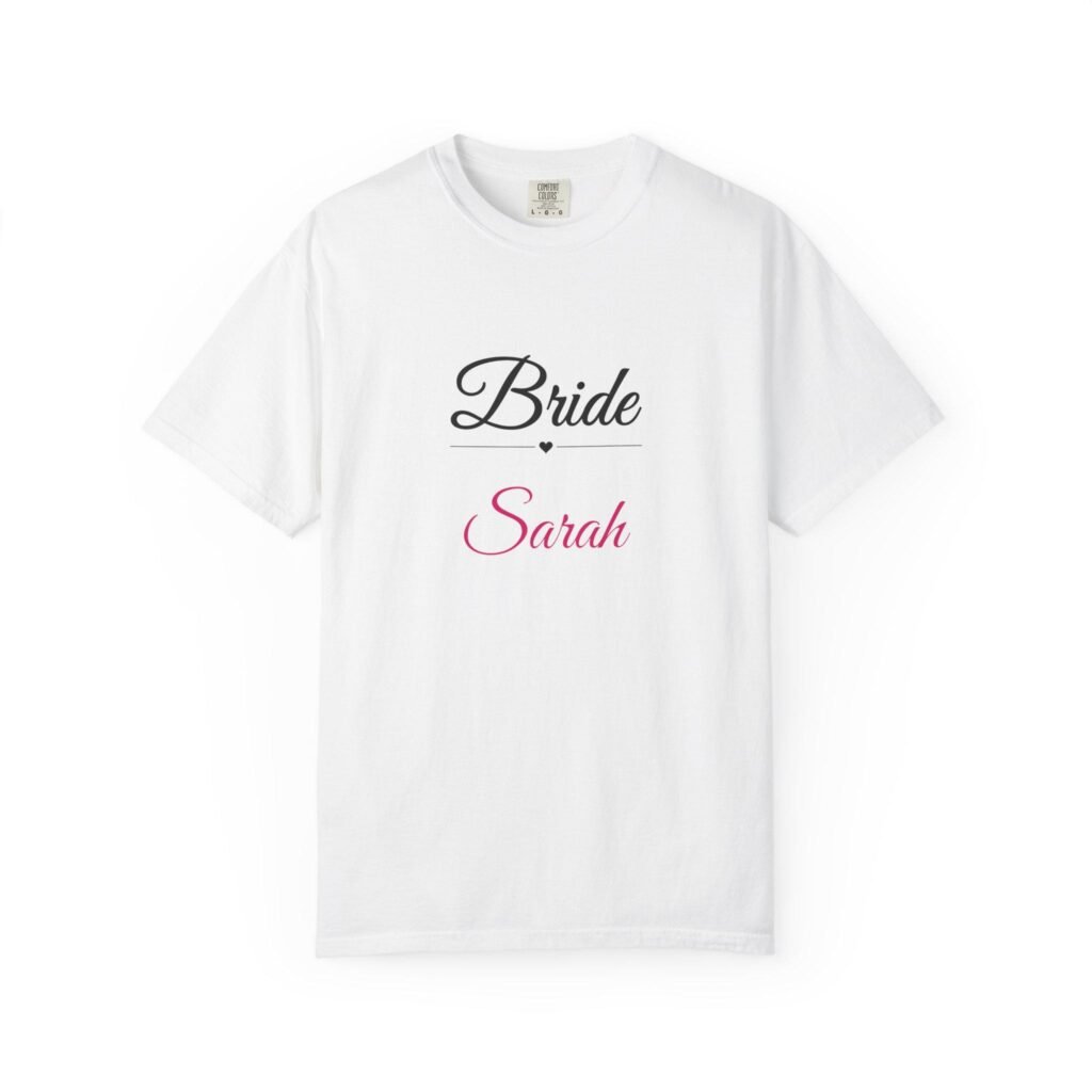 Personalised Bride T-Shirt – Custom Name, Elegant Script