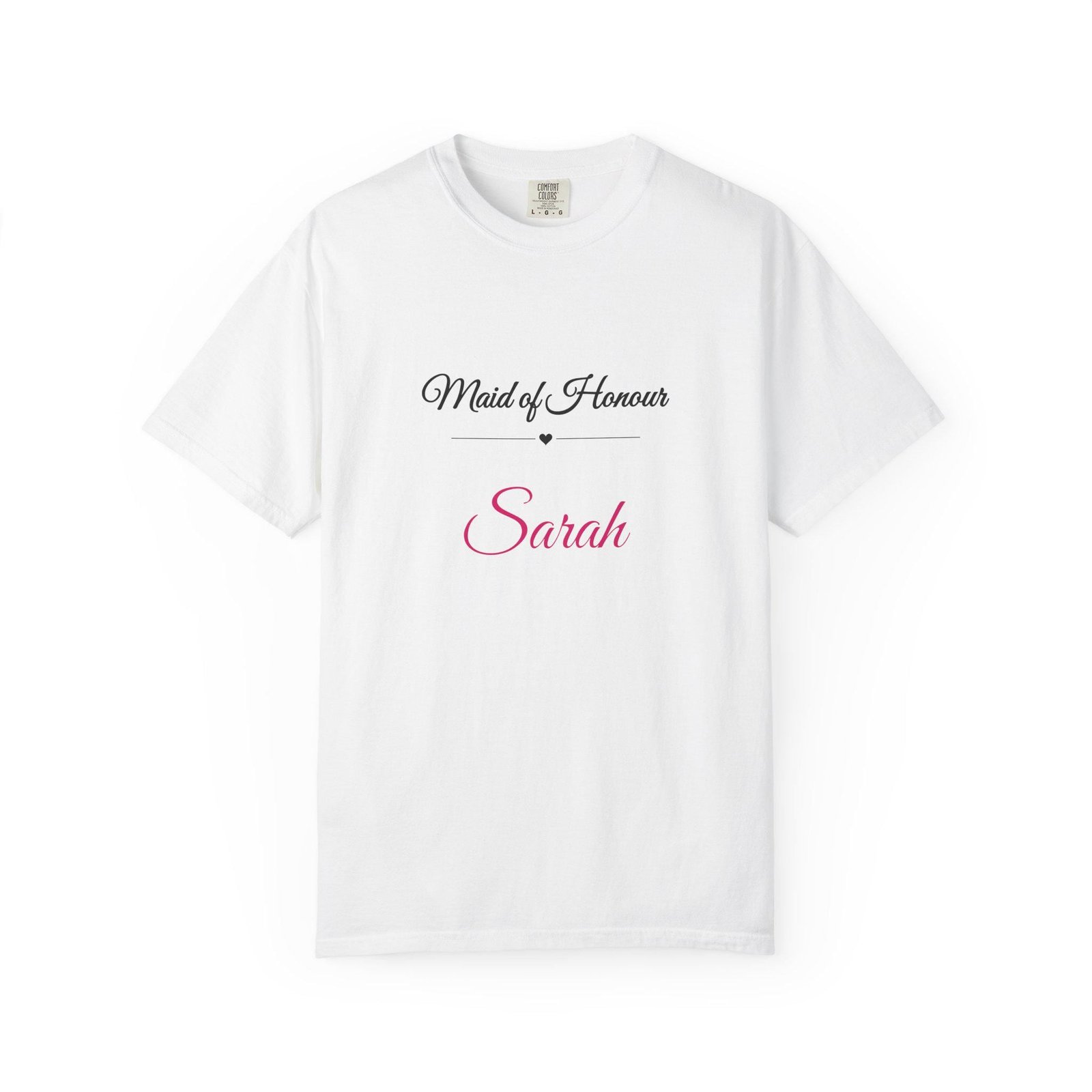 Personalised Maid of Honour T-Shirt – Custom Name, Elegant Script