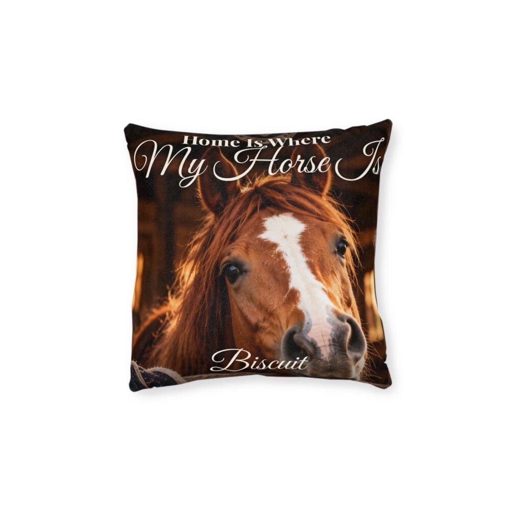 Personalised Horse Photo Cushion – Home Is Where My Horse Is