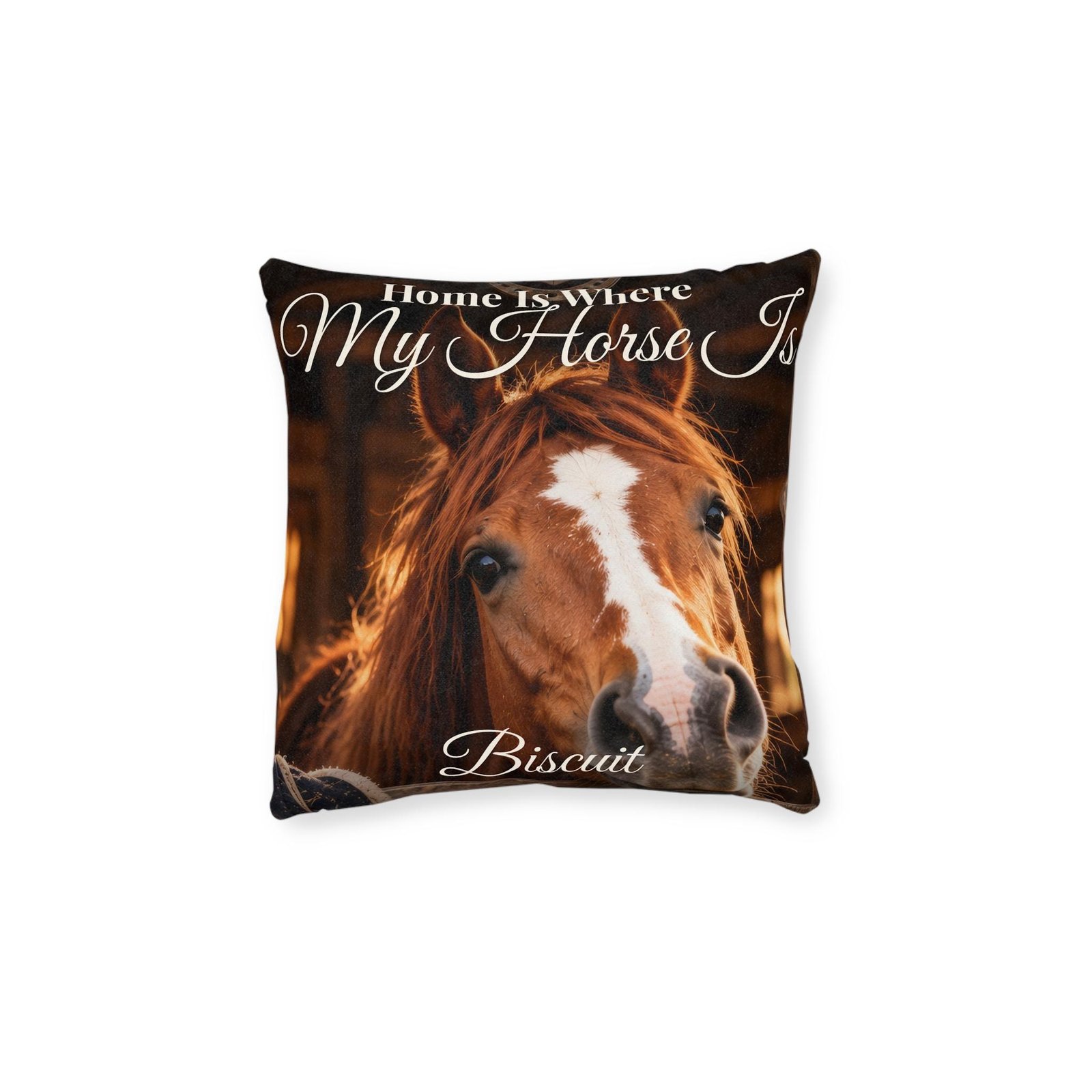 Personalised Horse Photo Cushion – Home Is Where My Horse Is