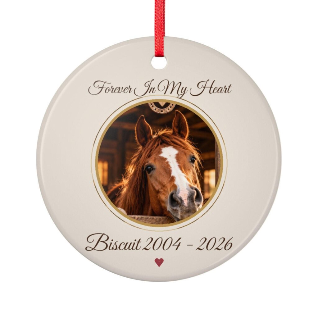 Horse Memorial Ornament – Personalised Horse Photo Keepsake, Forever In My Heart