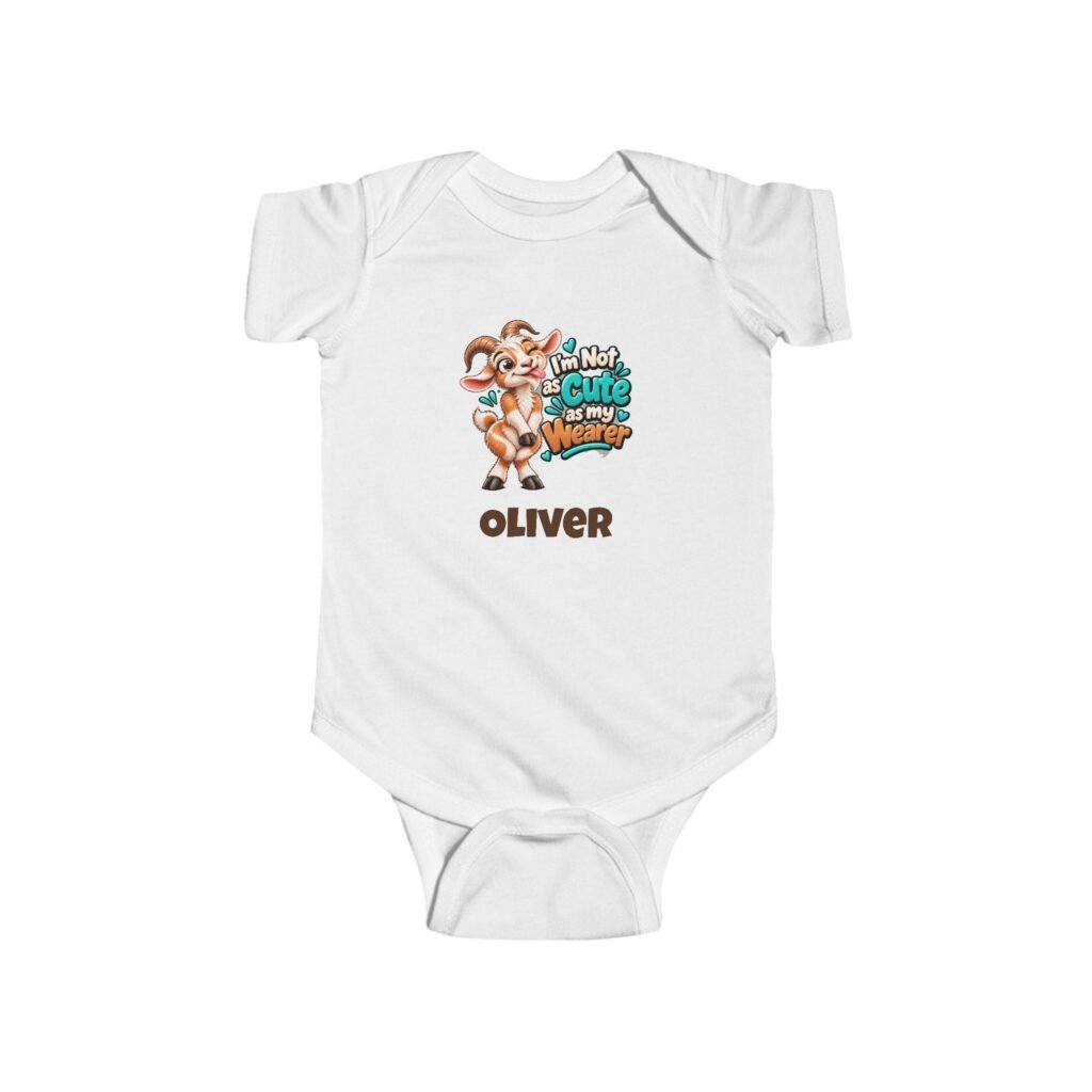 Personalised Baby Bodysuit – Not as Cute as My Wearer Goat with Baby's Name