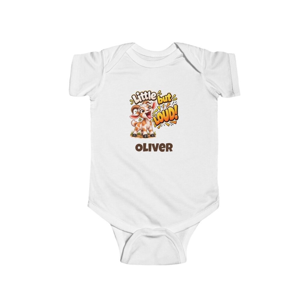 Personalised Baby Bodysuit – Little but Loud Goat with Baby's Name