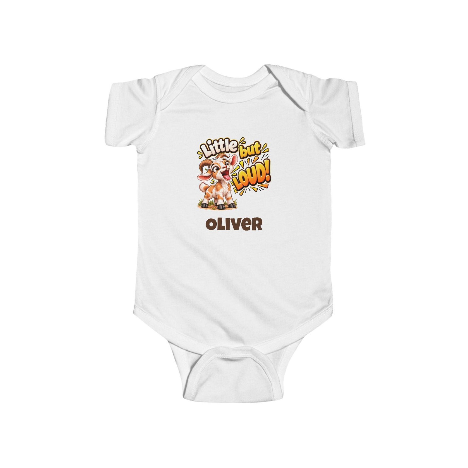 Personalised Baby Bodysuit – Little but Loud Goat with Baby's Name