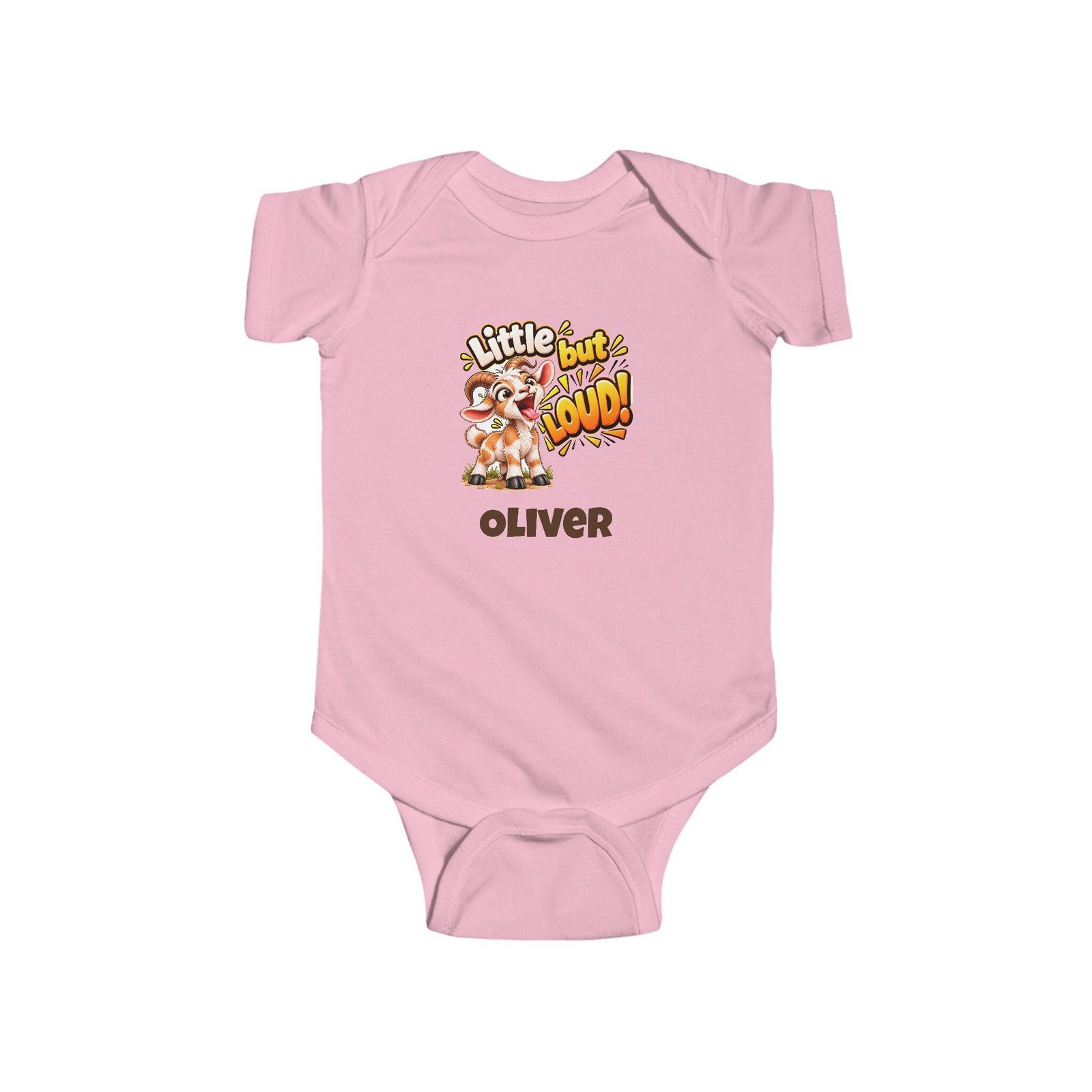 Personalised Baby Bodysuit – Little but Loud Goat with Baby's Name - Image 4