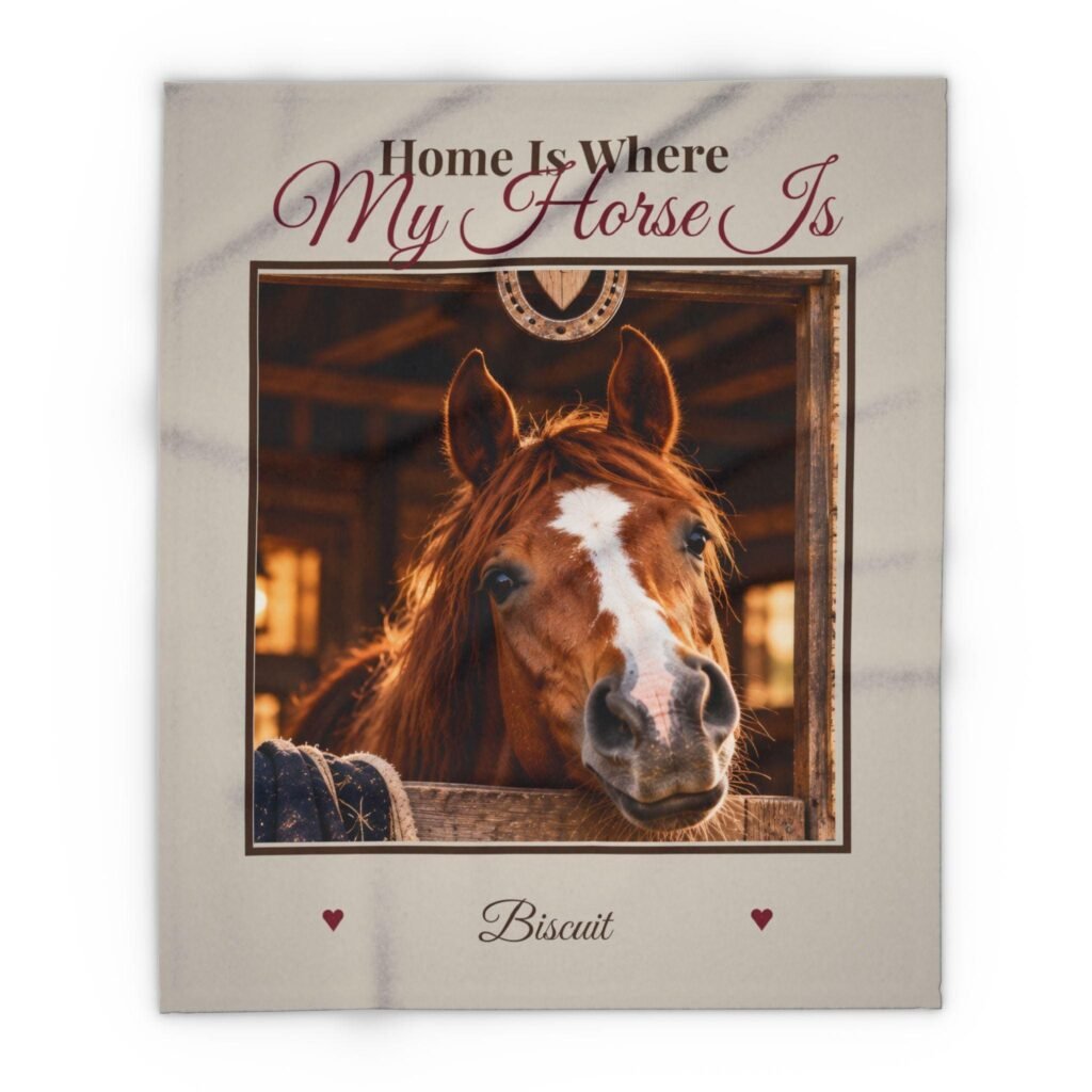 Personalised Horse Photo Blanket – Home Is Where My Horse Is Fleece Throw