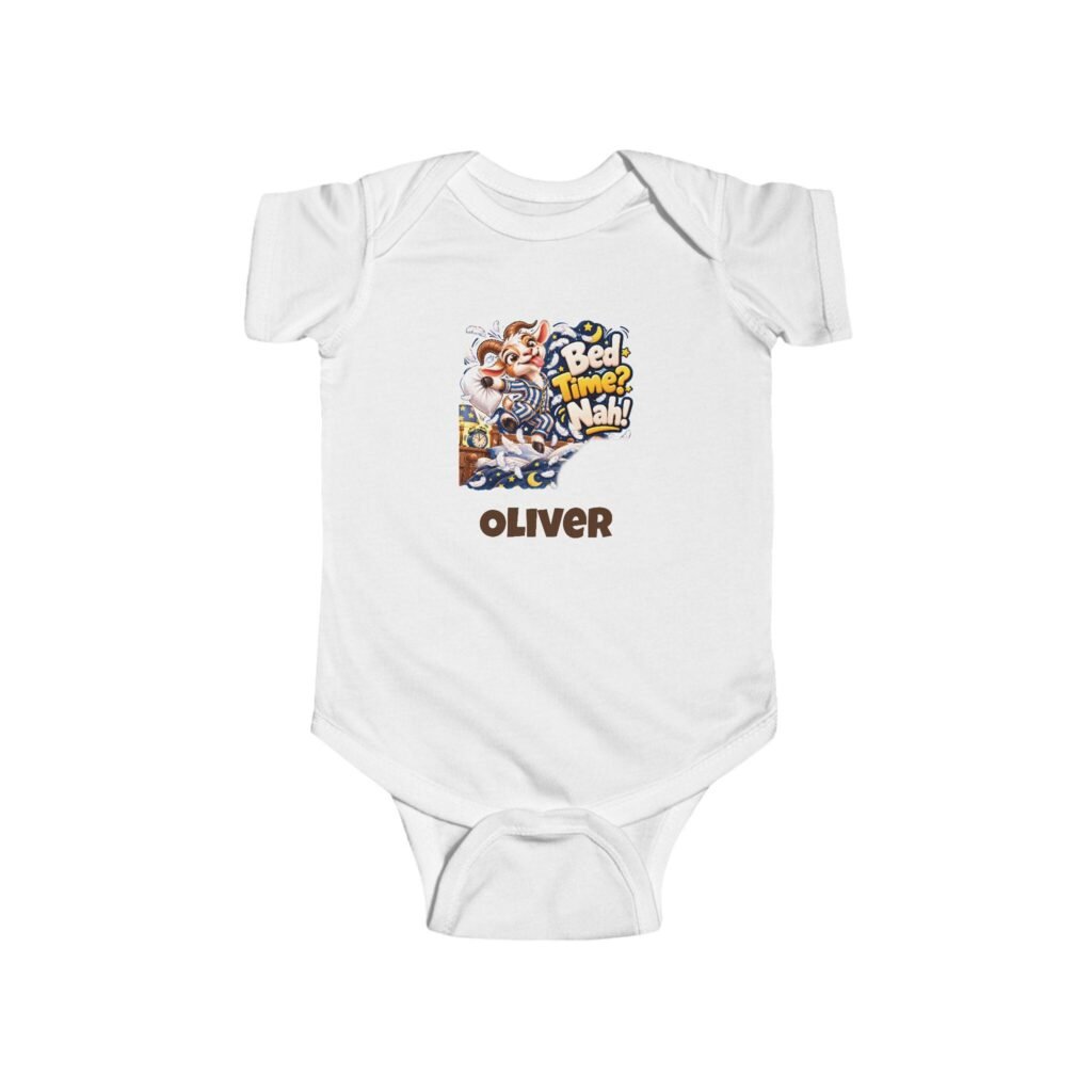 Personalised Baby Bodysuit – Bed Time Nah Goat with Baby's Name