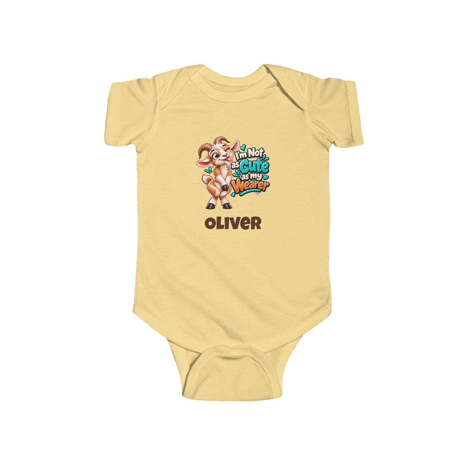 Personalised Baby Bodysuit – Not as Cute as My Wearer Goat with Baby's Name - Image 2