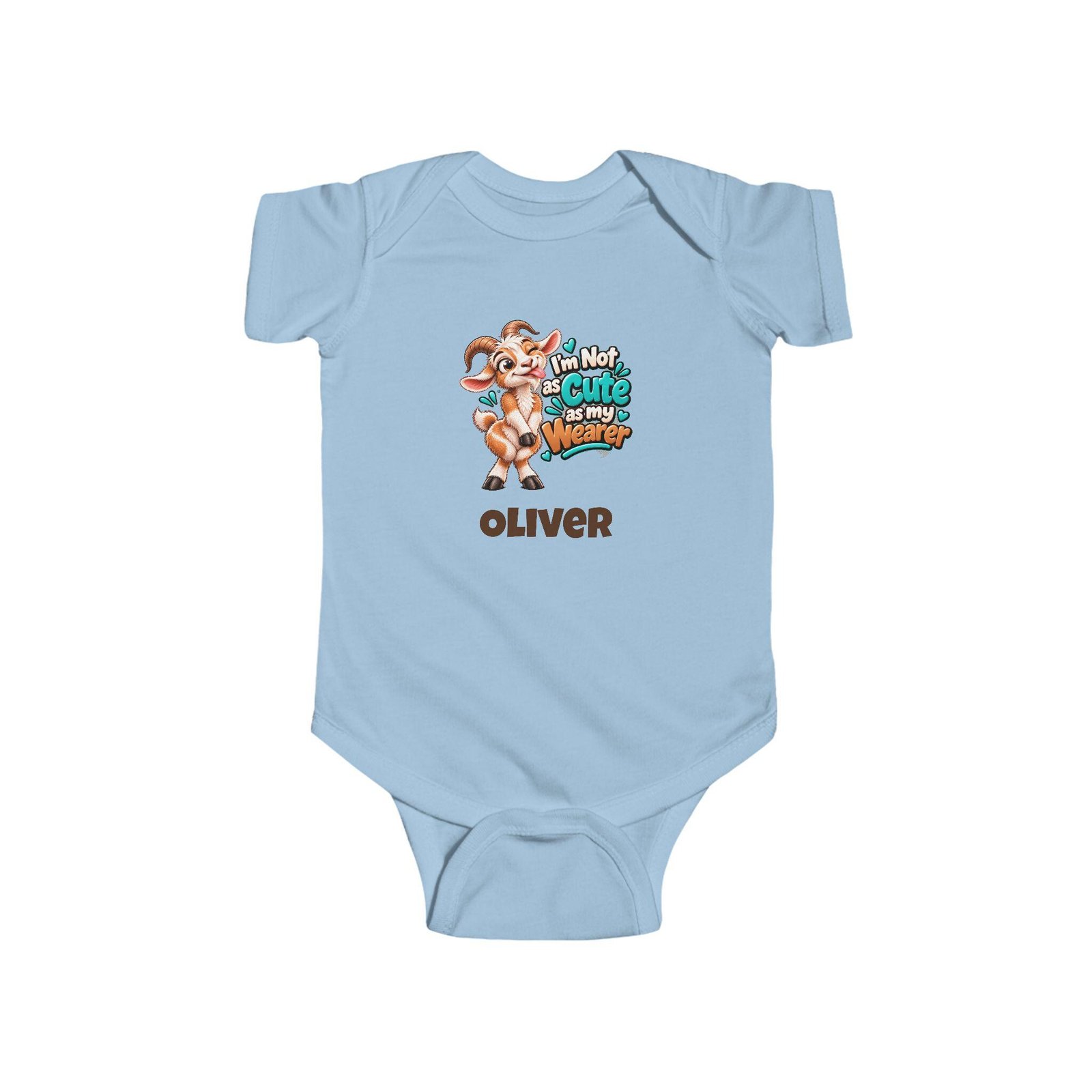 Personalised Baby Bodysuit – Not as Cute as My Wearer Goat with Baby's Name - Image 3