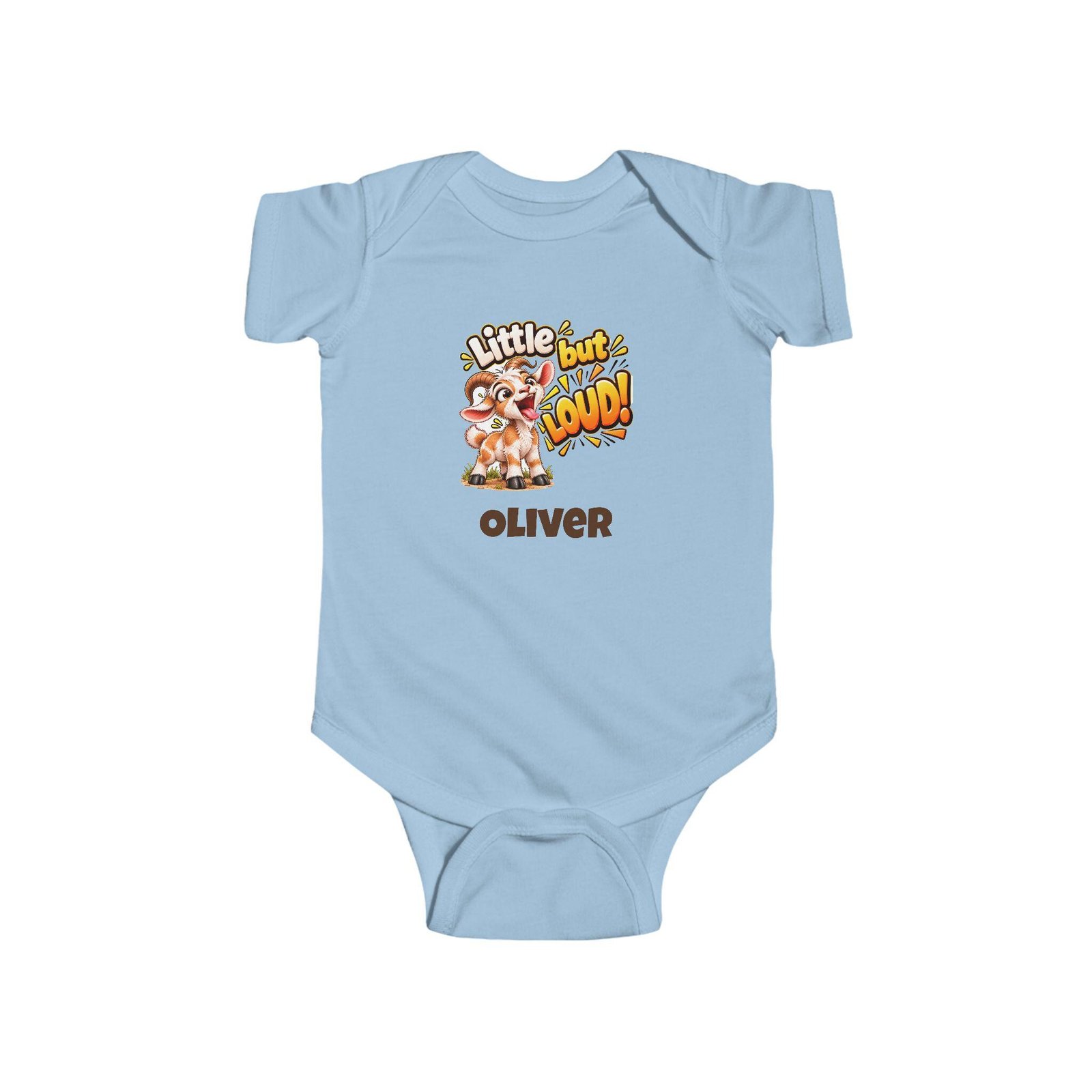 Personalised Baby Bodysuit – Little but Loud Goat with Baby's Name - Image 3