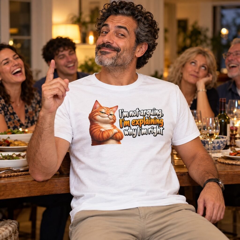 Man wearing the I'm Not Arguing I'm Explaining Why I'm Right T-Shirt