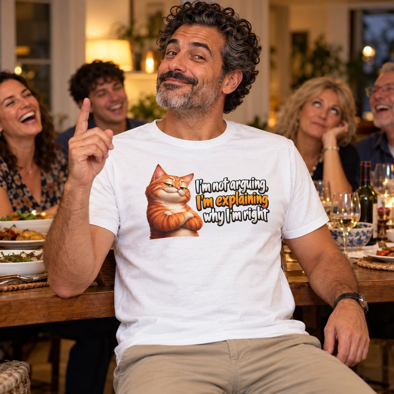Man wearing the I'm Not Arguing I'm Explaining Why I'm Right T-Shirt