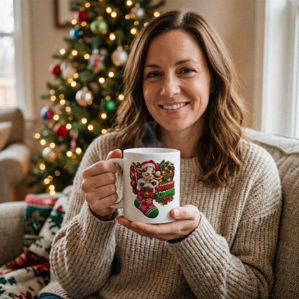 Person holding the Merry Kidmas Mug