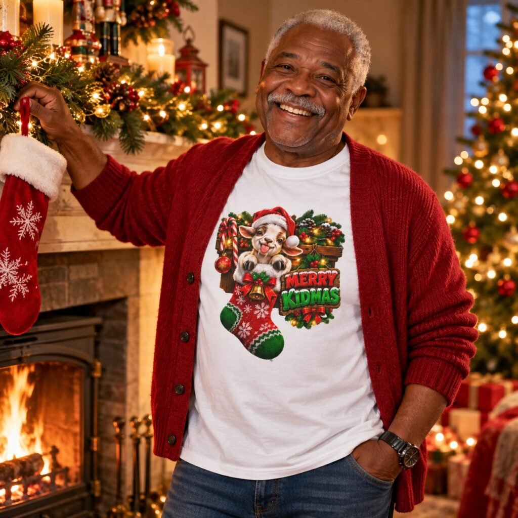 Man wearing the Merry Kidmas T-Shirt