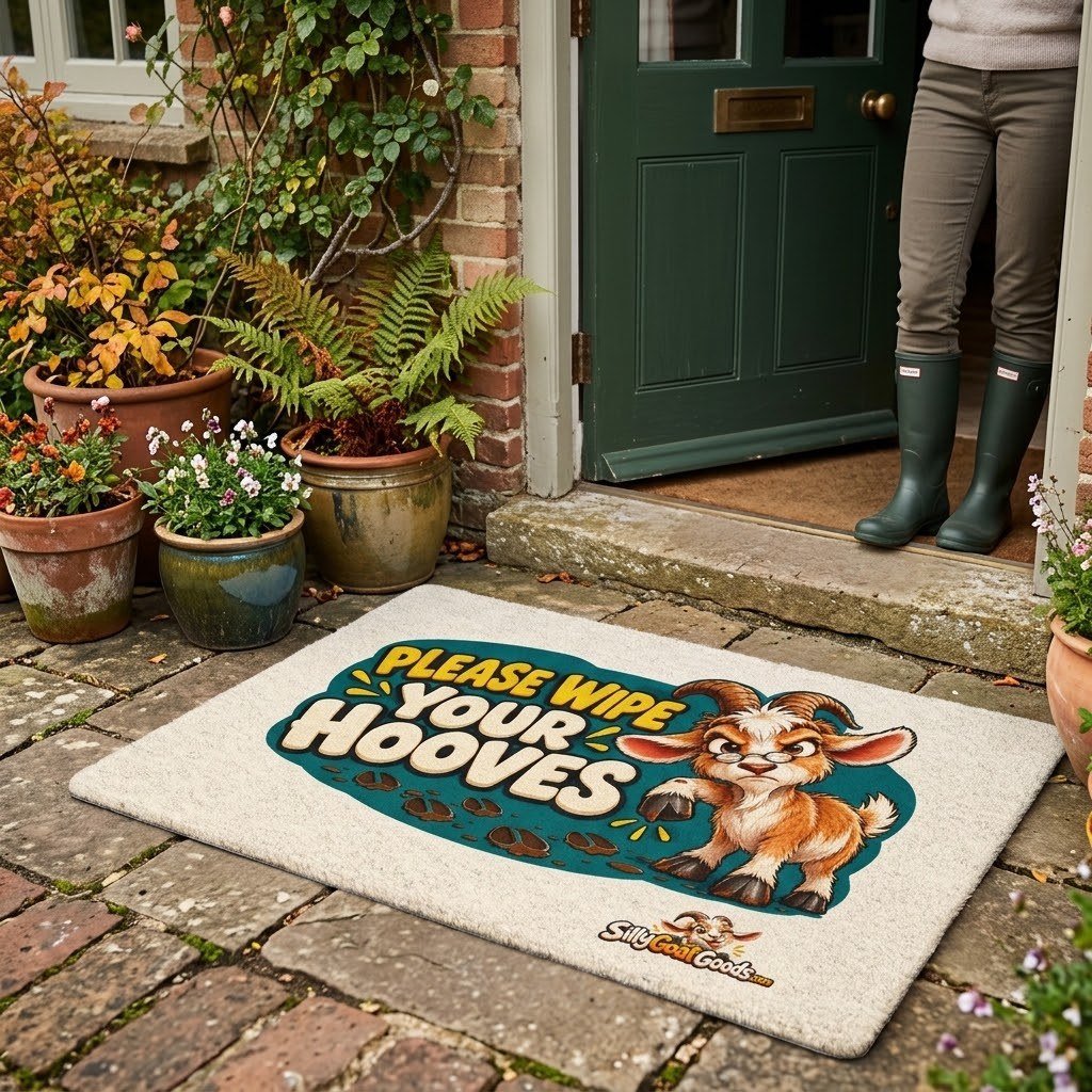 Please Wipe Your Hooves Funny Goat Doormat