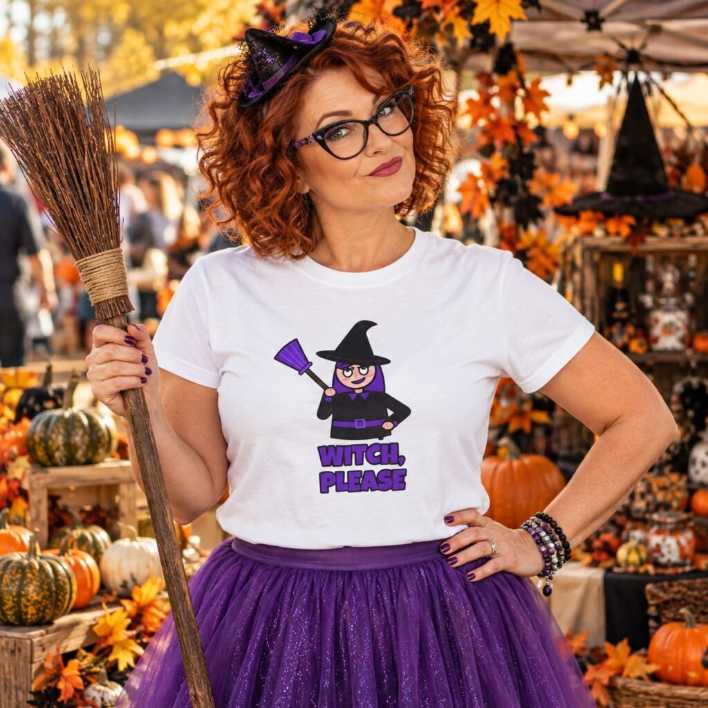 Woman wearing the Witch Please T-Shirt